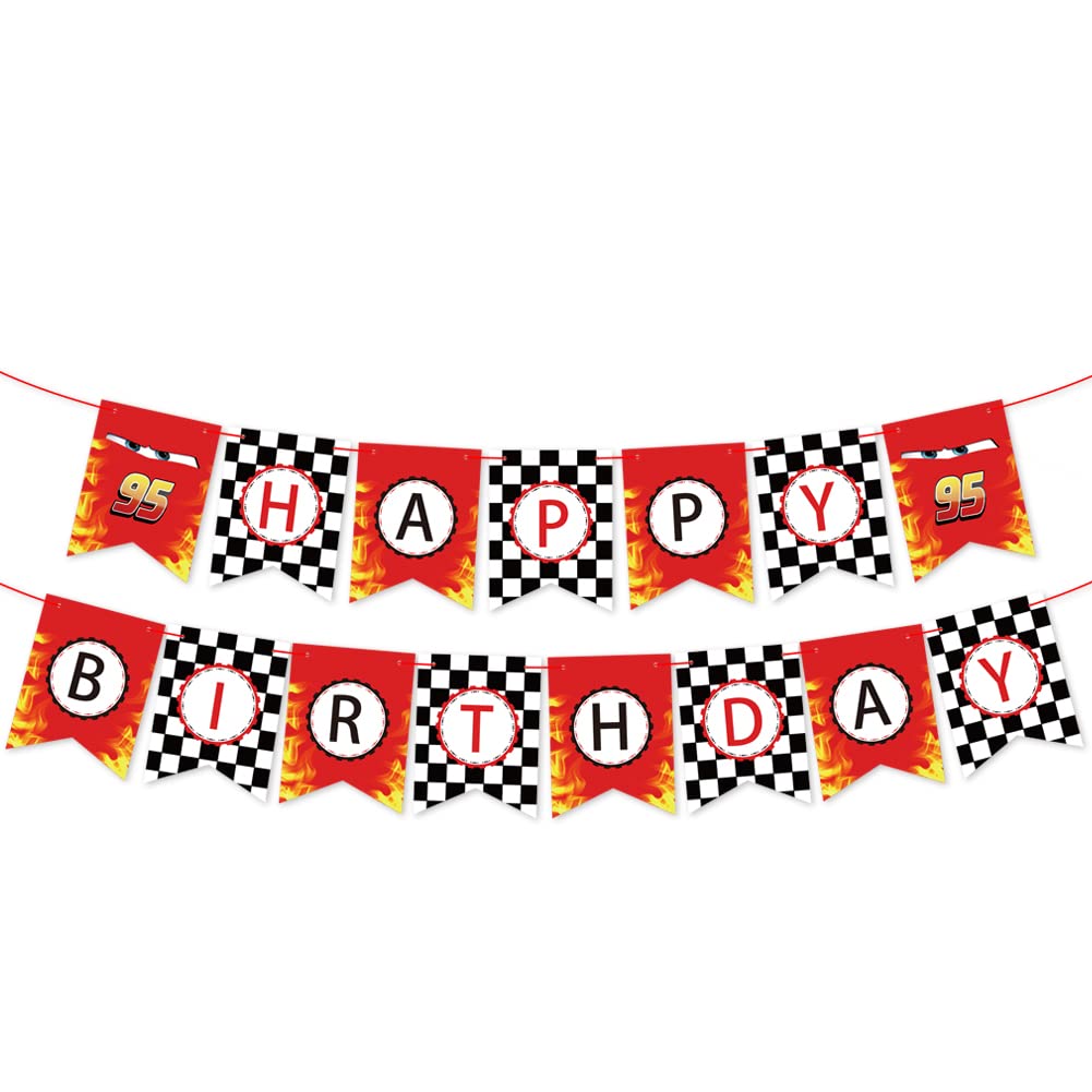 Race Car Happy Birthday Foil Balloon Banner Set
