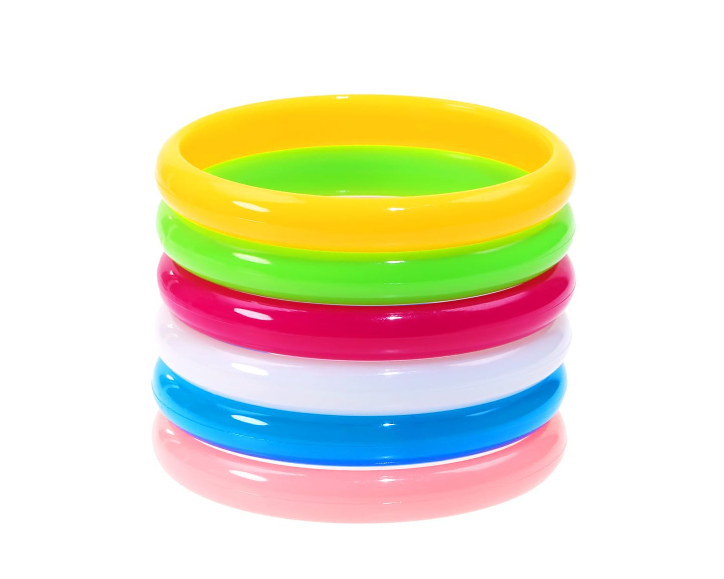 Retro Candy Colour Neon Resin Bangle Bracelets – 6 Pack, 80s & 90s Party