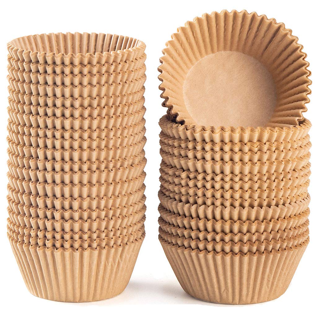 Caperci Standard Natural Cupcake Liners 500 Count No Smell Parchment Paper Muffin Liners Food Grade & Grease-Proof Baking Cups