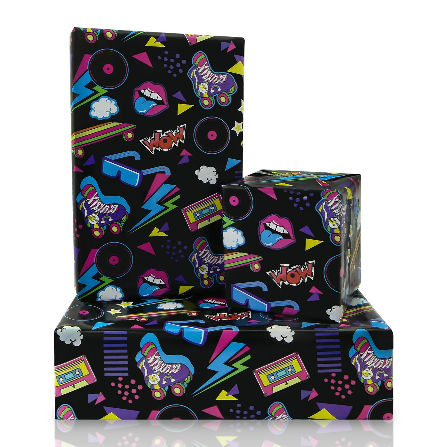 80s & 90s Hip Hop Graffiti Neon Birthday Wrapping Paper – 4 Sheets