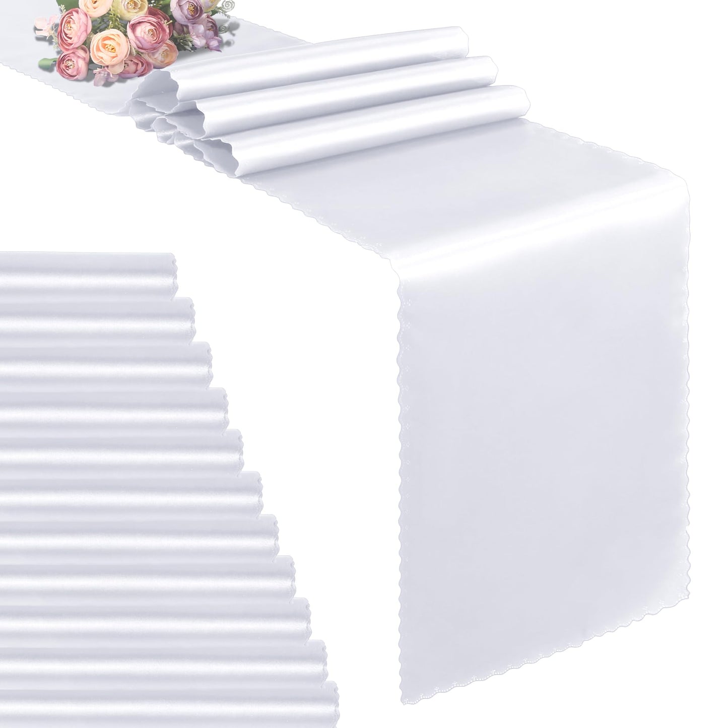 White Satin Table Runners – 12 Pack, 12 x 72 Inch