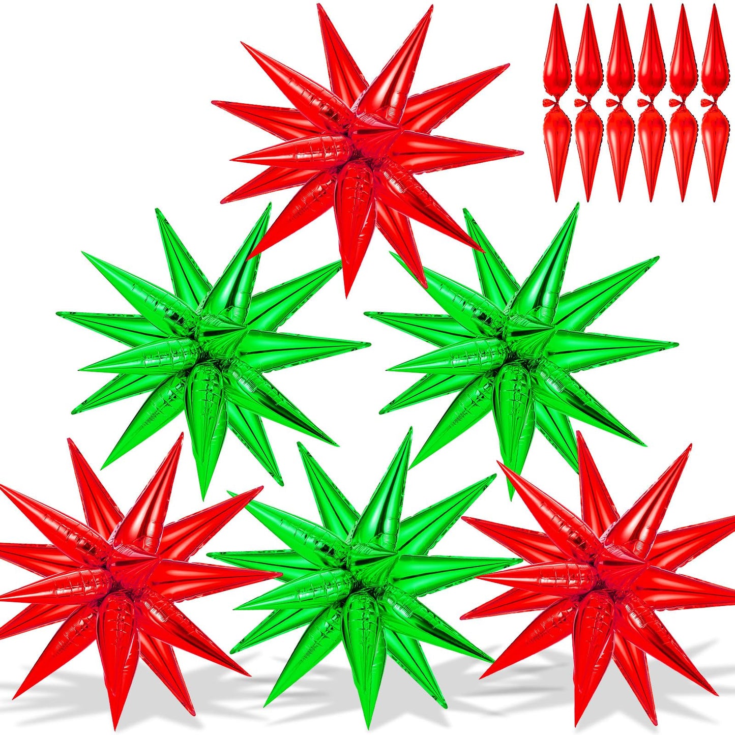 Red and Green Foil Star Balloons