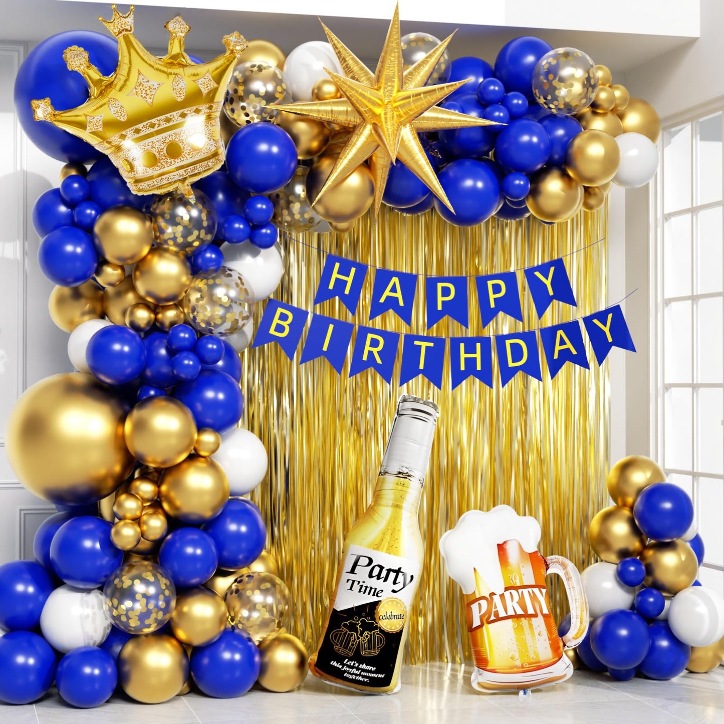 Royal Blue & Gold Birthday Balloon Decoration Kit