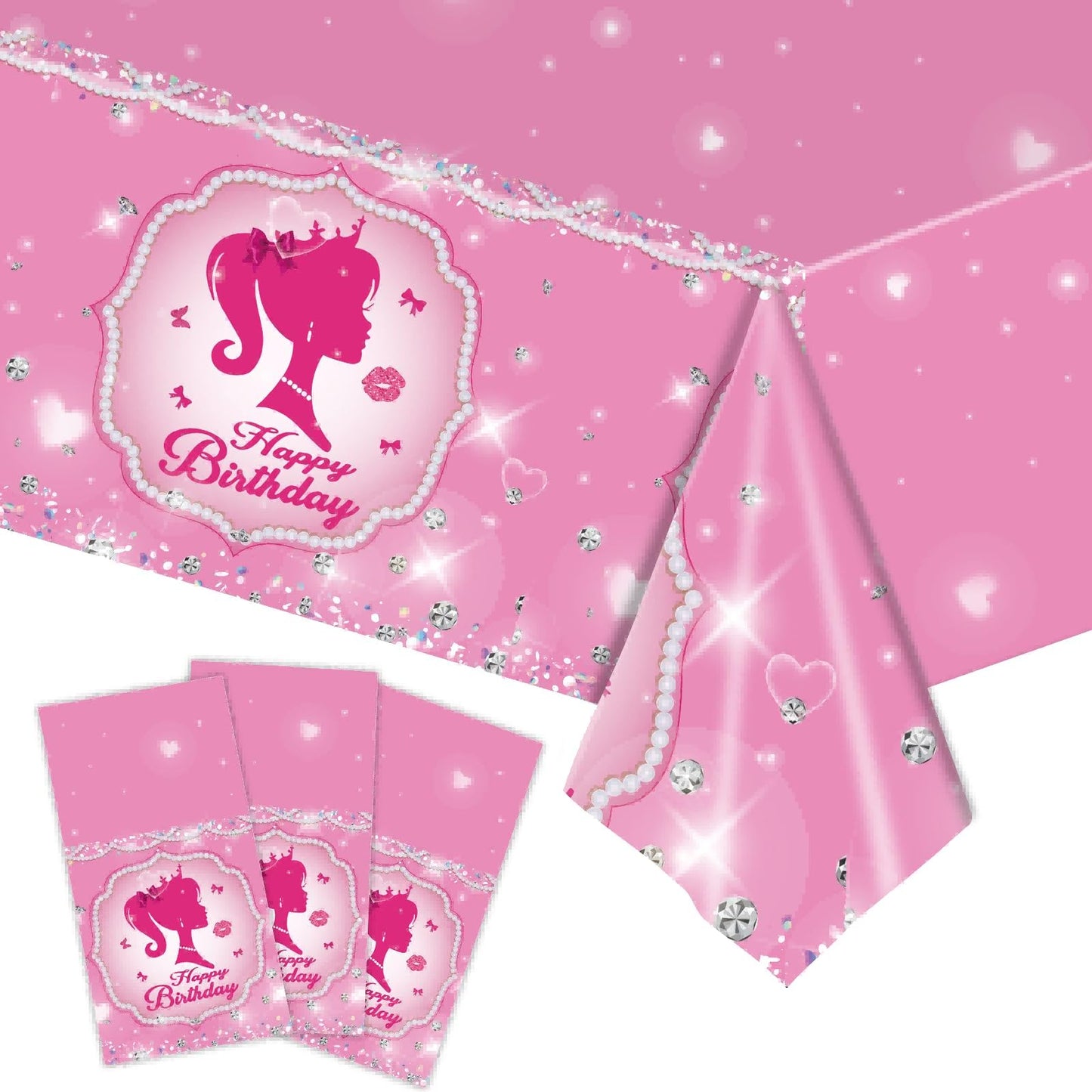 Fashion Doll Pink Plastic Party Tablecloths - 6 ct