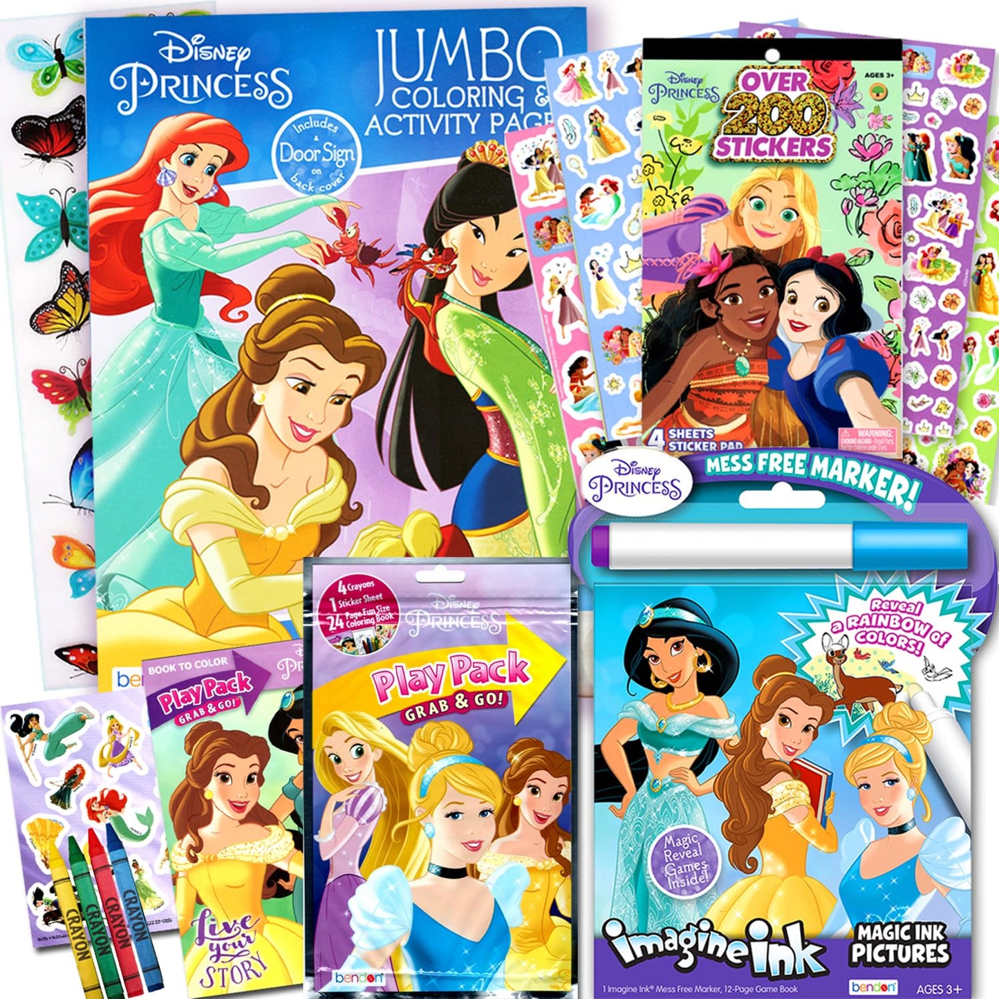 Princess Colouring & Activity Set Bundle for Kids