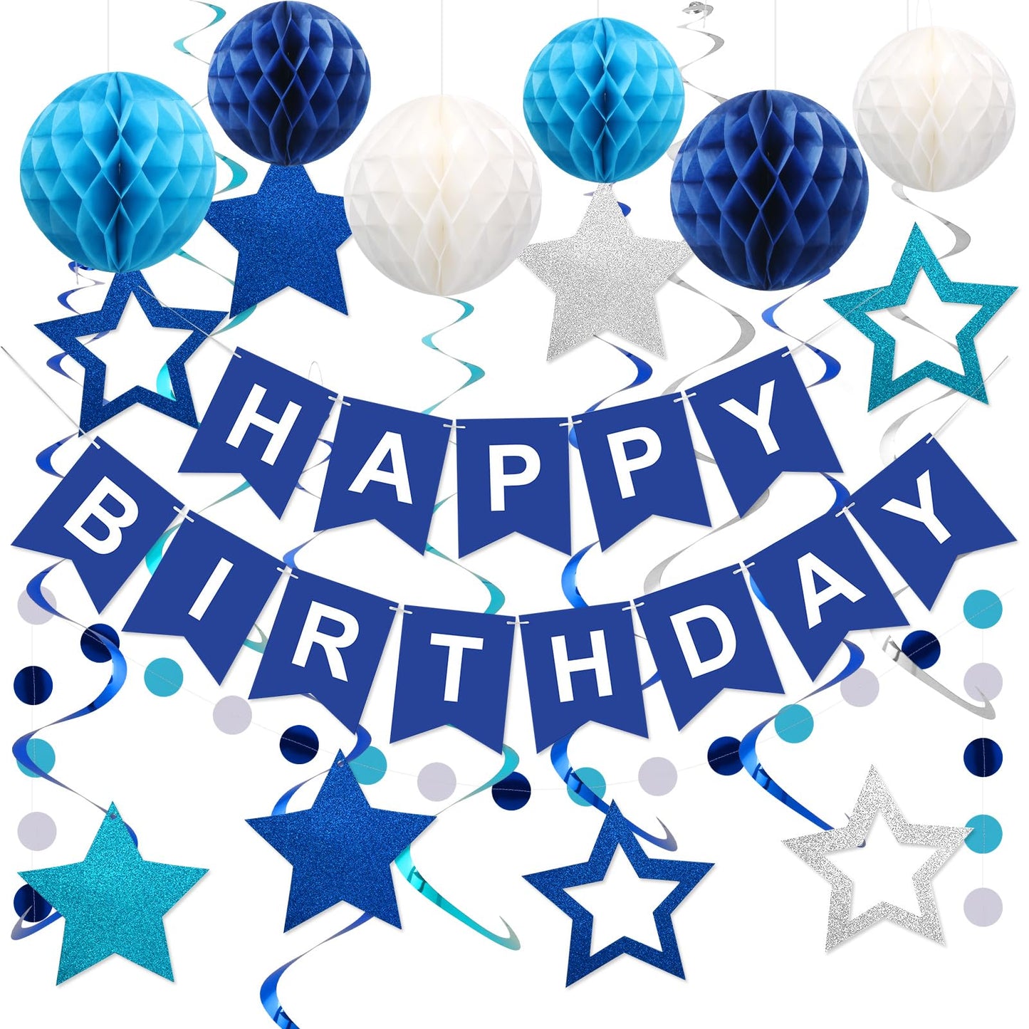 Blue Birthday Decorations Banner & Party Set