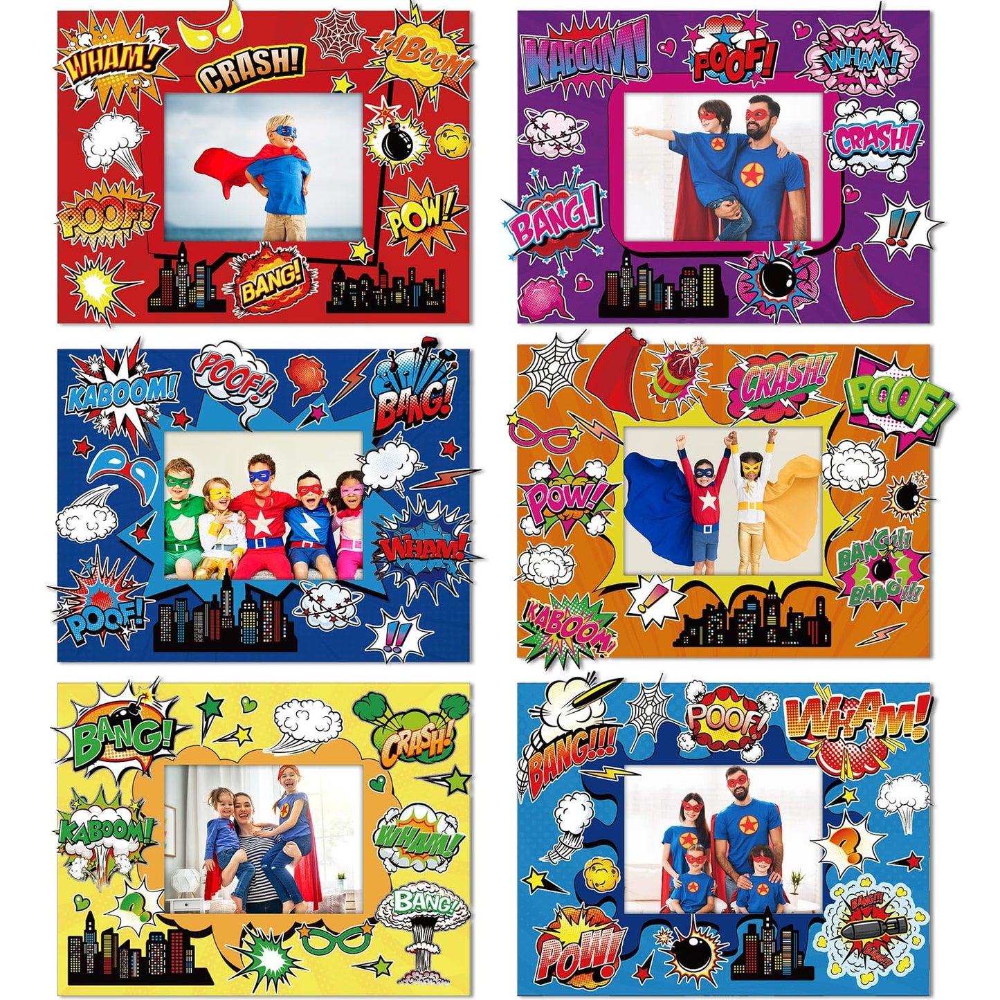 Hero Theme DIY Picture Frame & Sticker Craft Set – 24 Pack