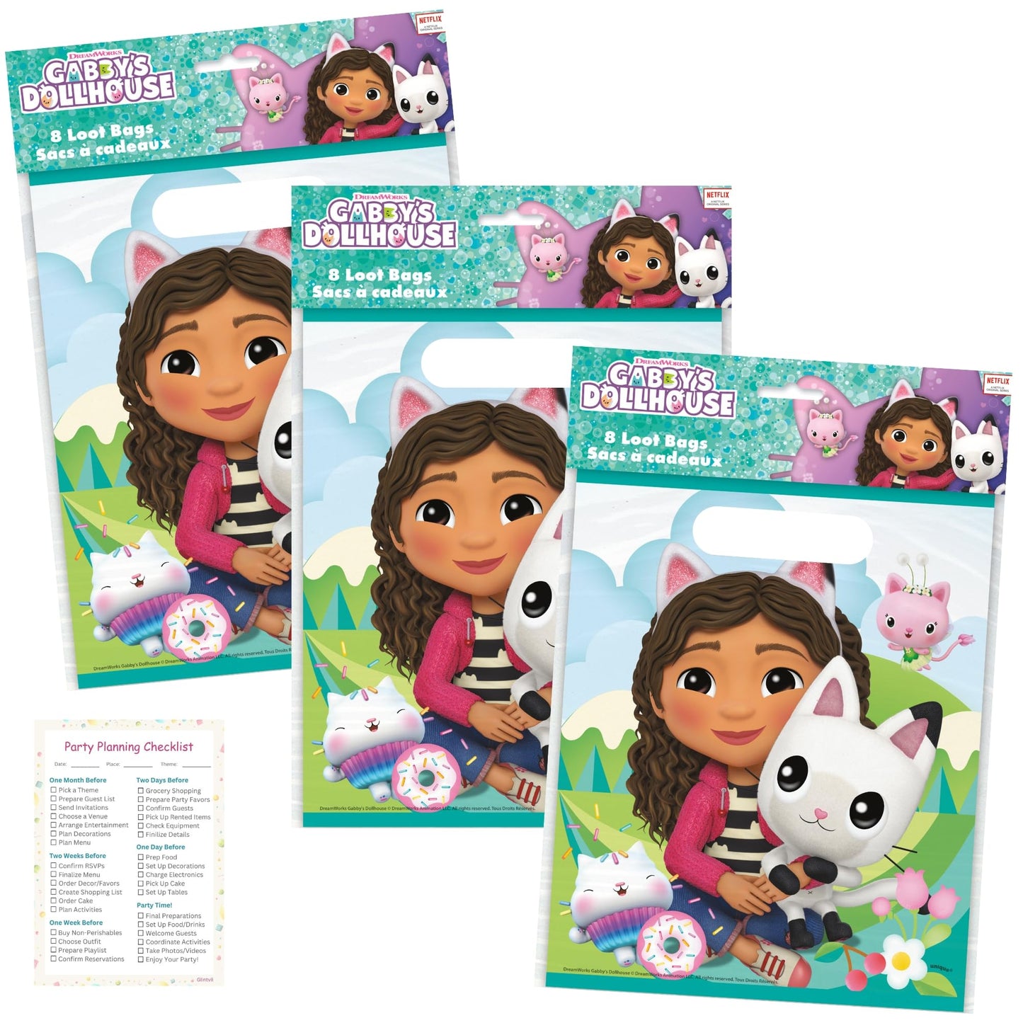 Cute Kitty Dollhouse Character Party Favor Bags - 24 ct