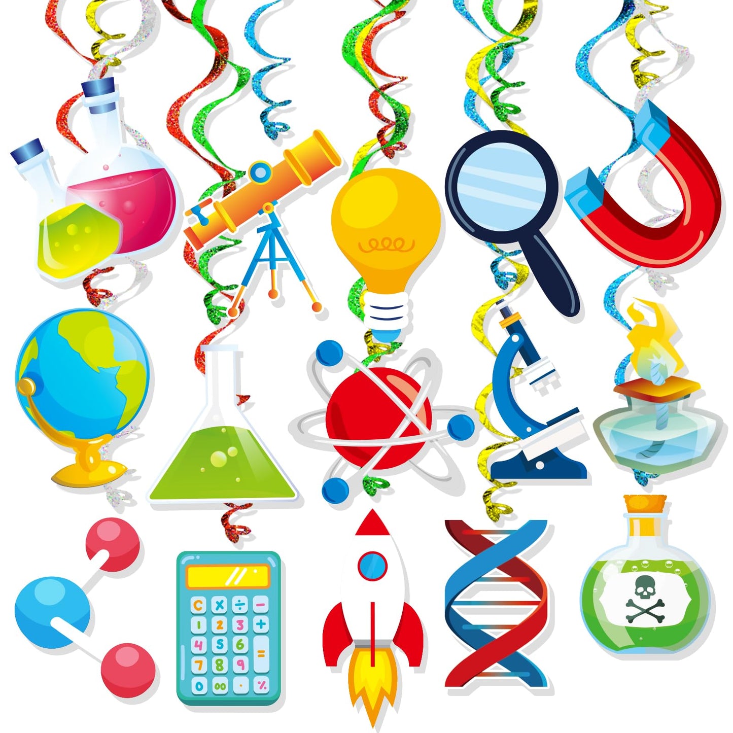 Science Lab Hanging Swirl Ceiling Decorations – 30 Pack