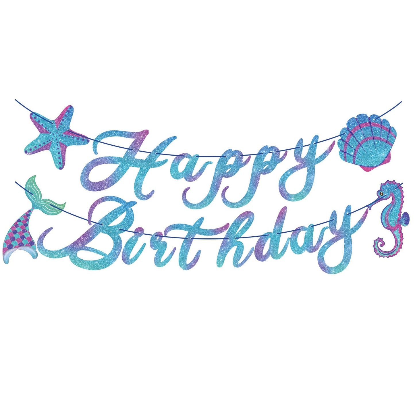 Mermaid Happy Birthday Banner - Under the Sea Party Decor