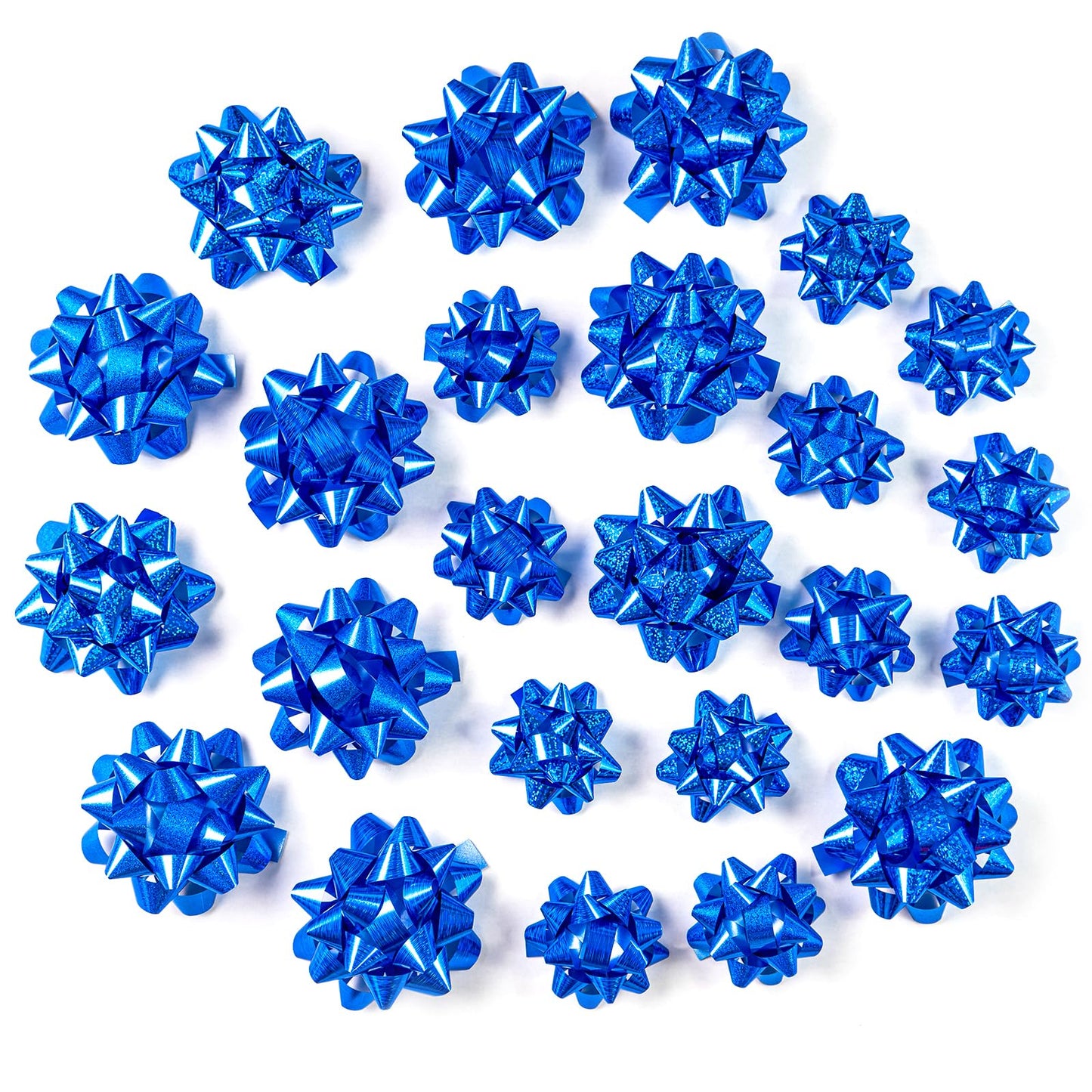 WRAPAHOLIC Blue Gift Bow Assortment (24 Bows) for Birthday Wedding Christmas Baby Shower Bridal Showers