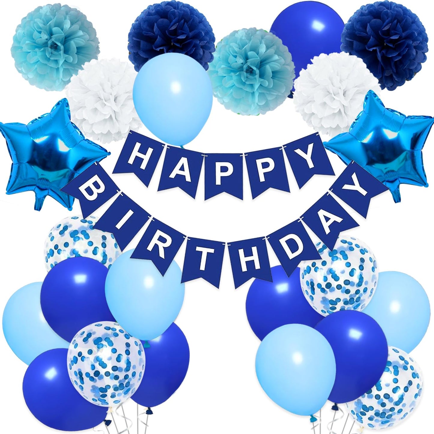 Blue Birthday Party Decorations Kit for Men