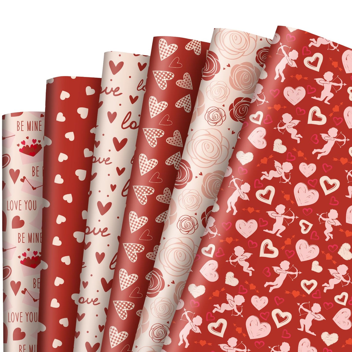 Vintage Valentine's Day Red & Pink Heart Wrapping Paper – 12 Sheets
