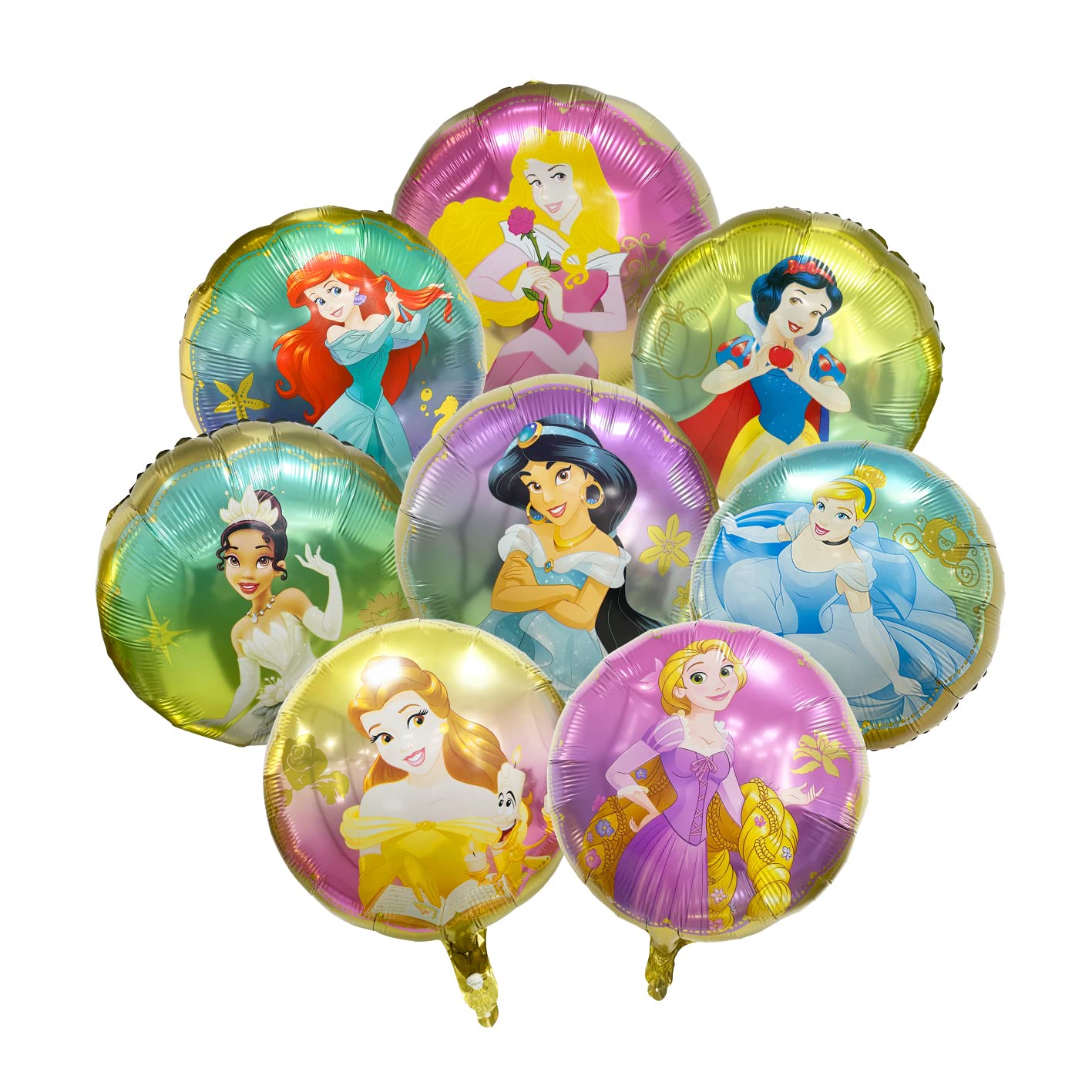 Princess Foil Balloons 8-Pack for Girls Birthday and Baby Shower