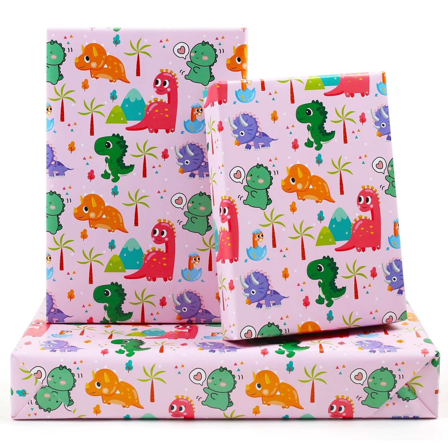 Pink Dinosaur Gift Wrapping Paper – 6 Sheets