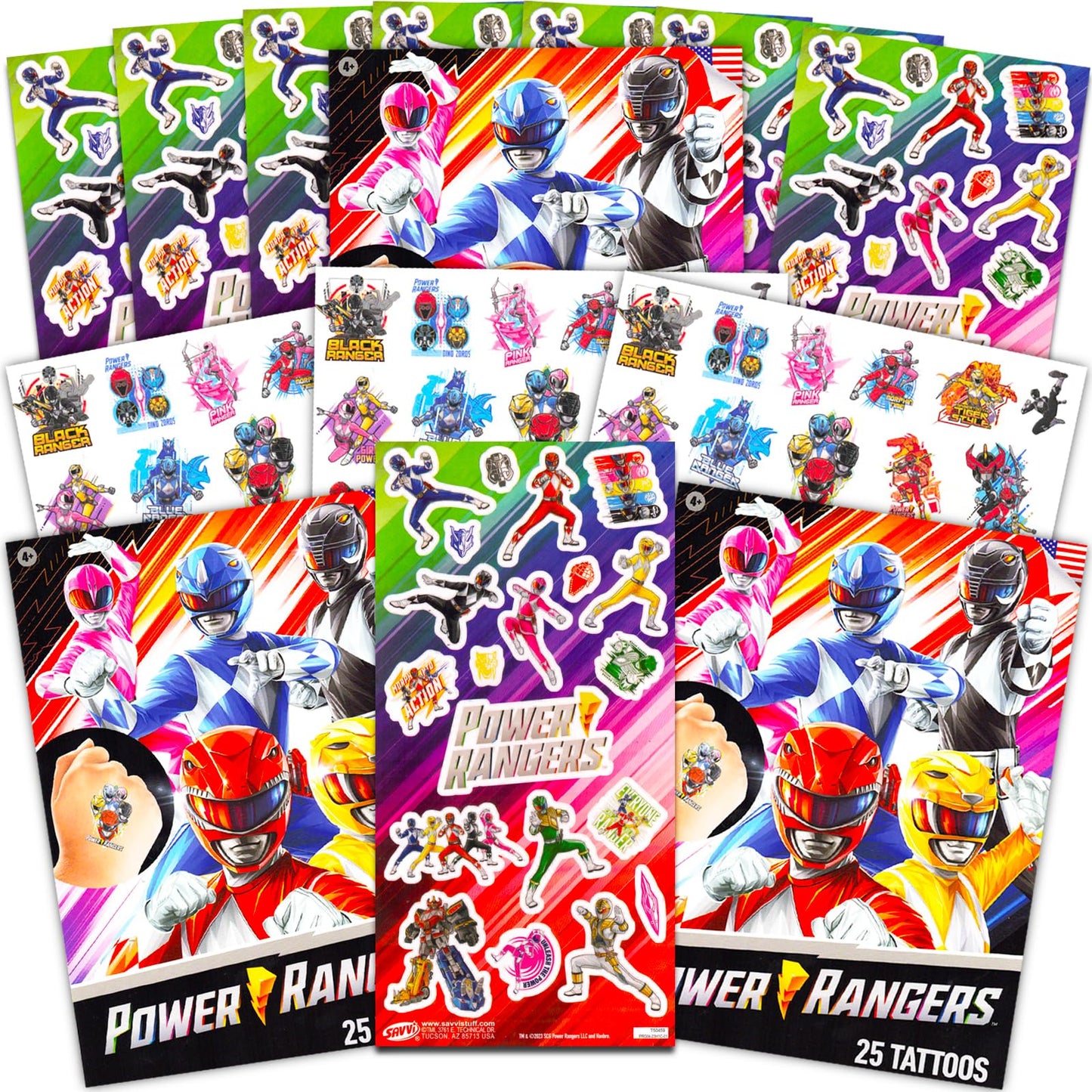 Power Rangers Stickers & Temporary Tattoos Party Favours Bundle