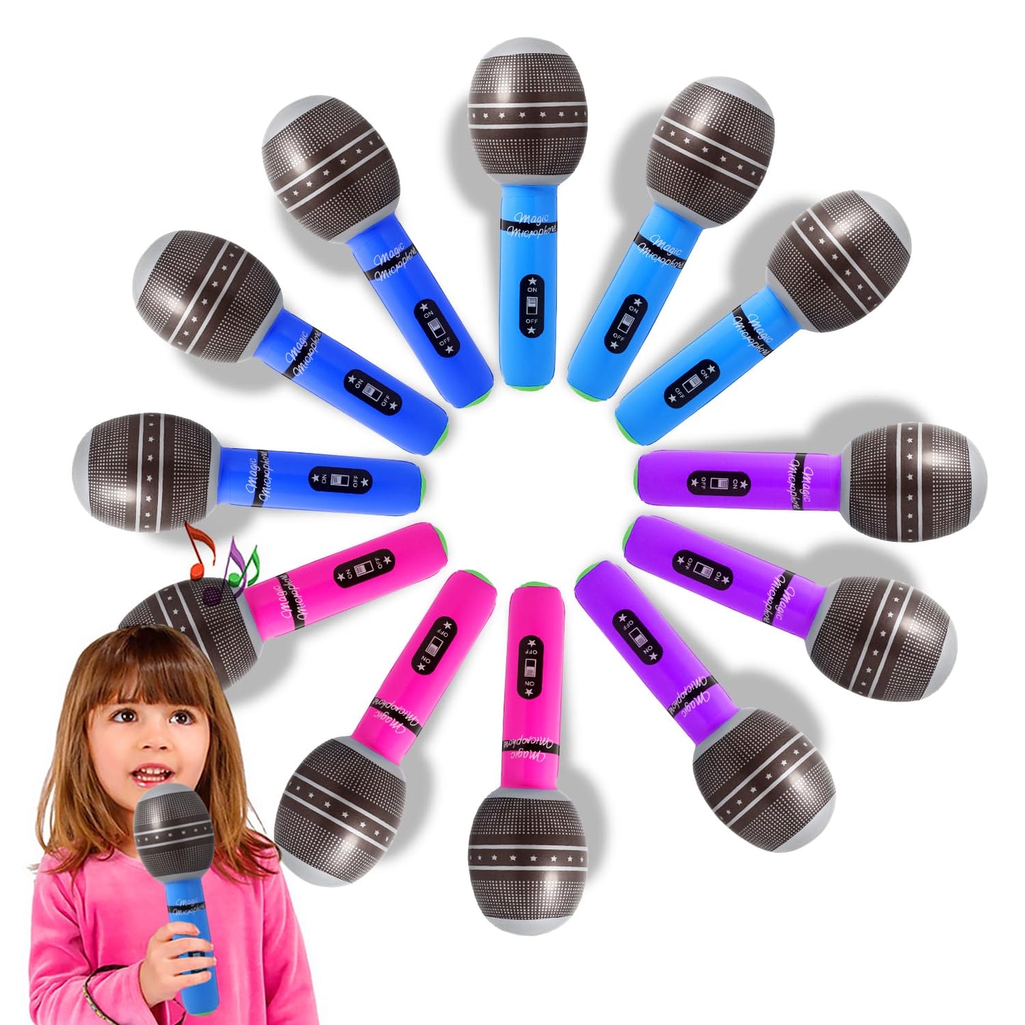 Inflatable Microphone Party Props - 12 ct