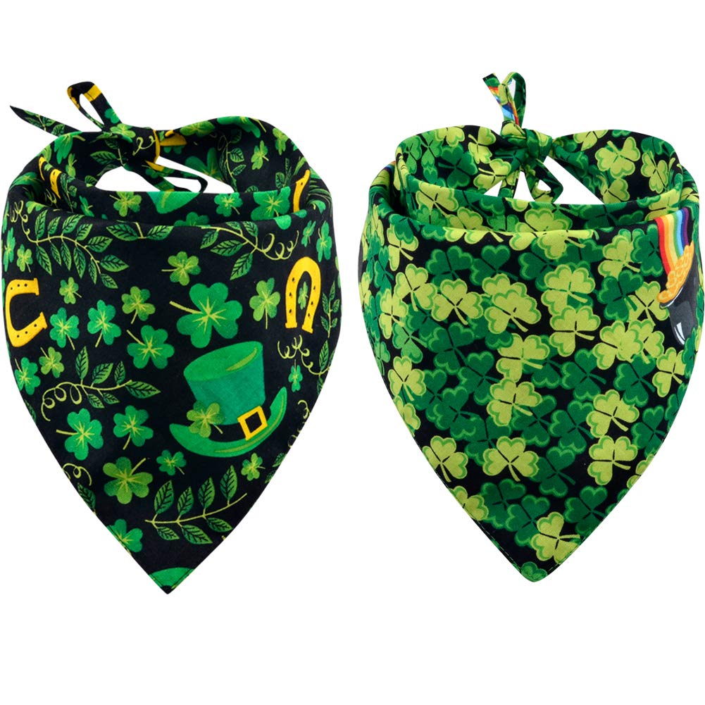 St. Patrick’s Day Dog Bandanas 2-Pack Reversible Triangle Scarves