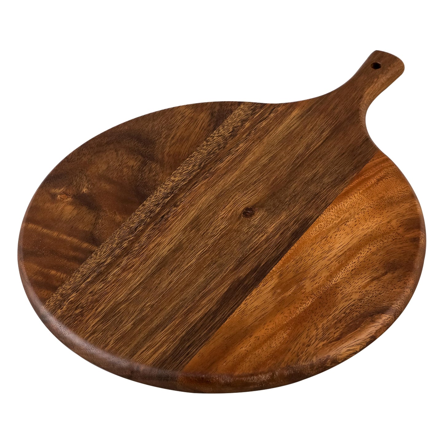 SOFE Walnut Wood Pizza Serving Board 12" Round Thick Cutting Board with Handle Decorative Wooden Chopping Boards for Kitchen Cheese/Charcuterie Board for Bread Vegetables Fruit Meat