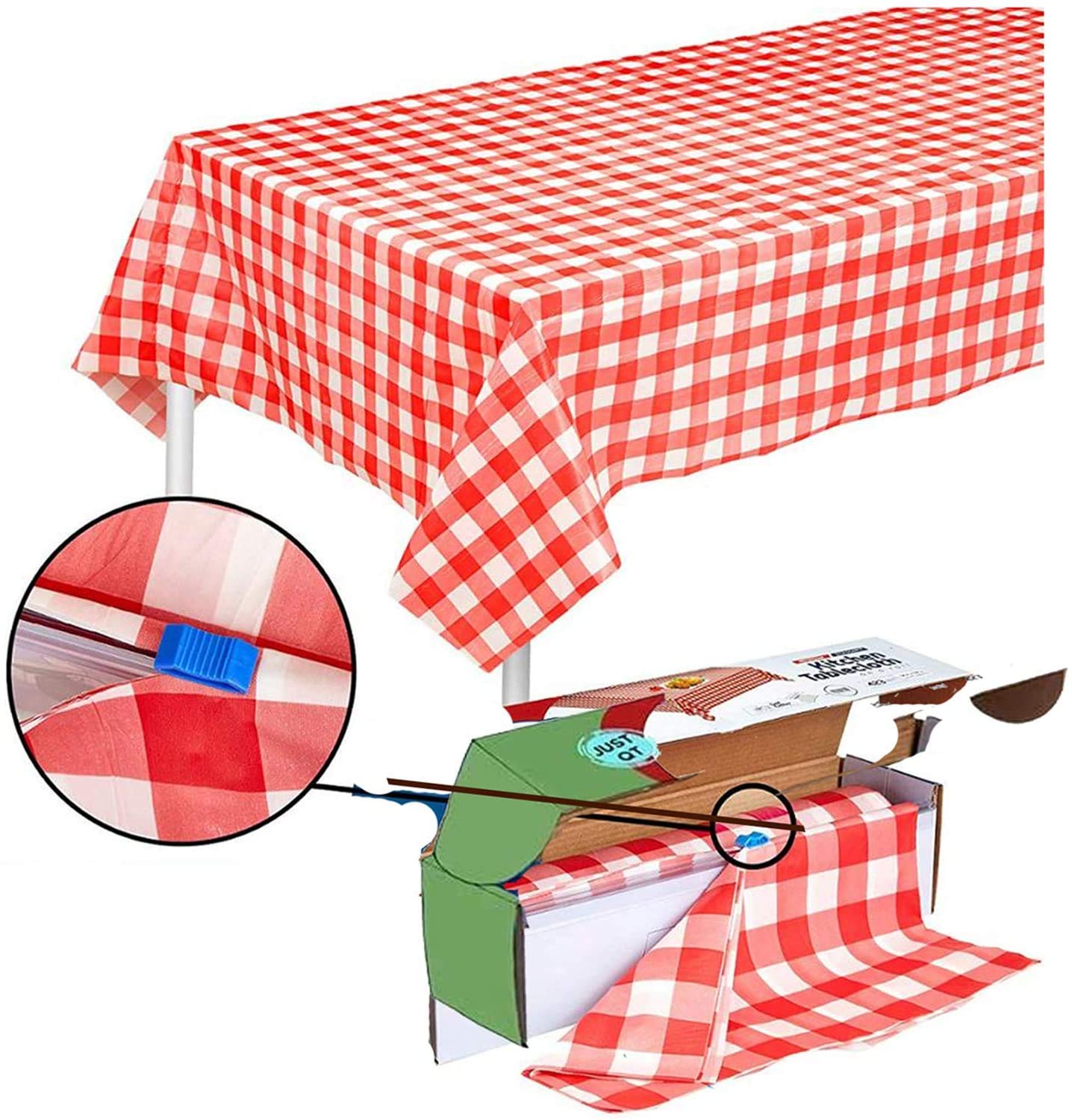 Red Gingham Checkered Tablecloth Roll – 54 Inch x 100 Ft
