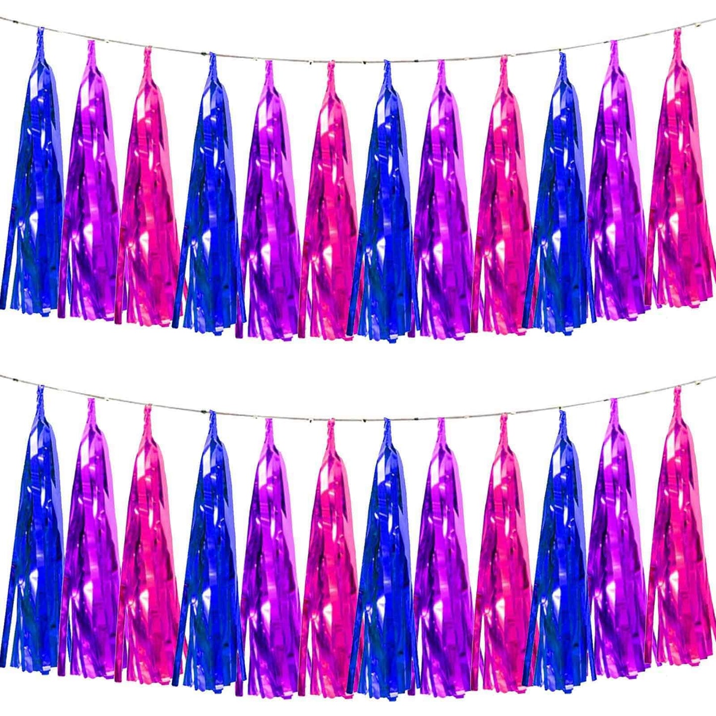 Mermaid Foil Tissue Paper Tassel Garland DIY Kit – 15 Piece, Blue Purple Pink