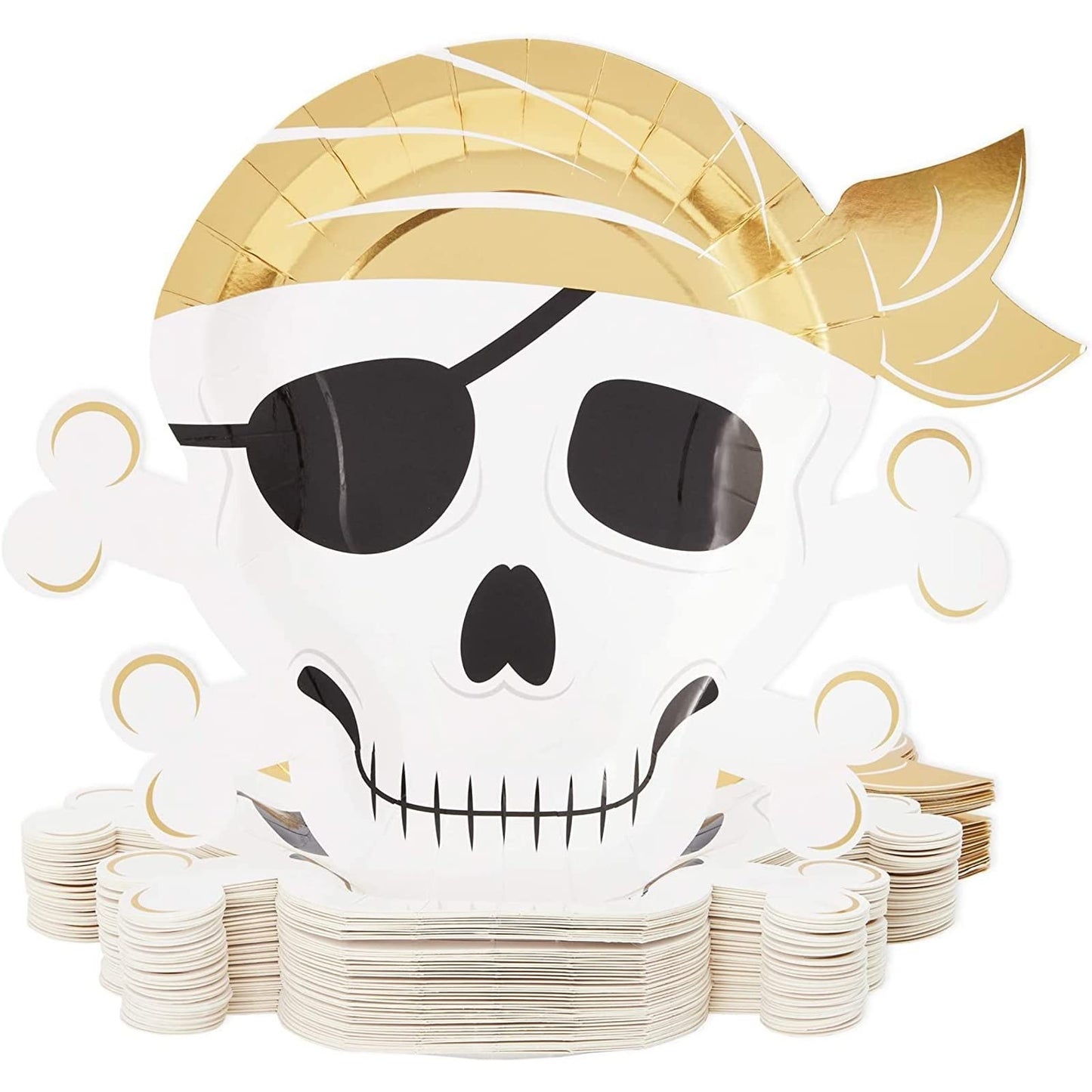 Gold Foil Pirate Party Plates – 48 Pack
