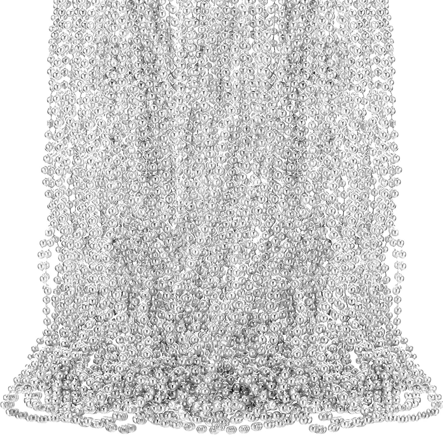 Metallic Silver Beaded Party Necklaces – 100 Pack