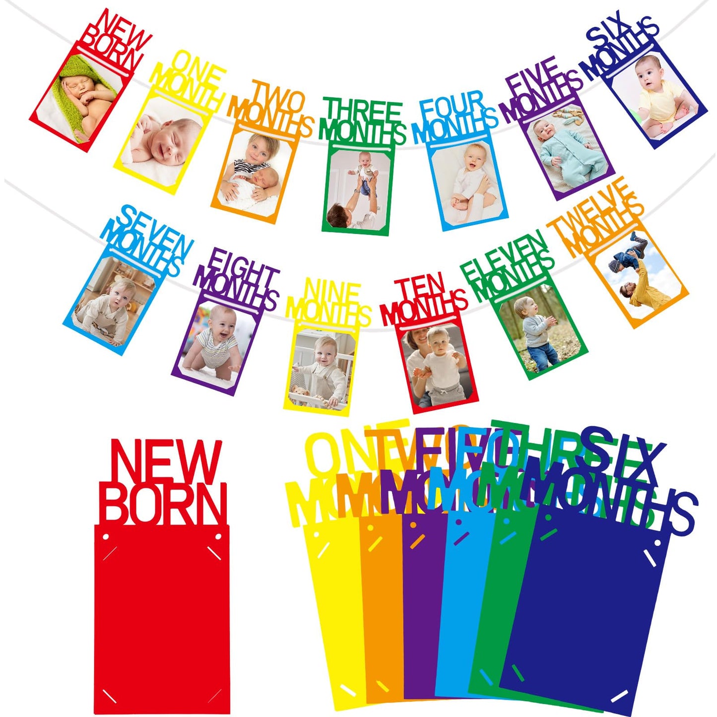 Rainbow Baby 1st Birthday Monthly Milestone Photo Banner Kit