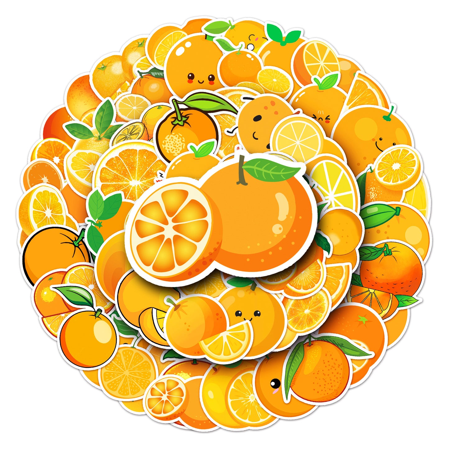 50 Orange Cartoon Fruit Stickers for DIY Projects