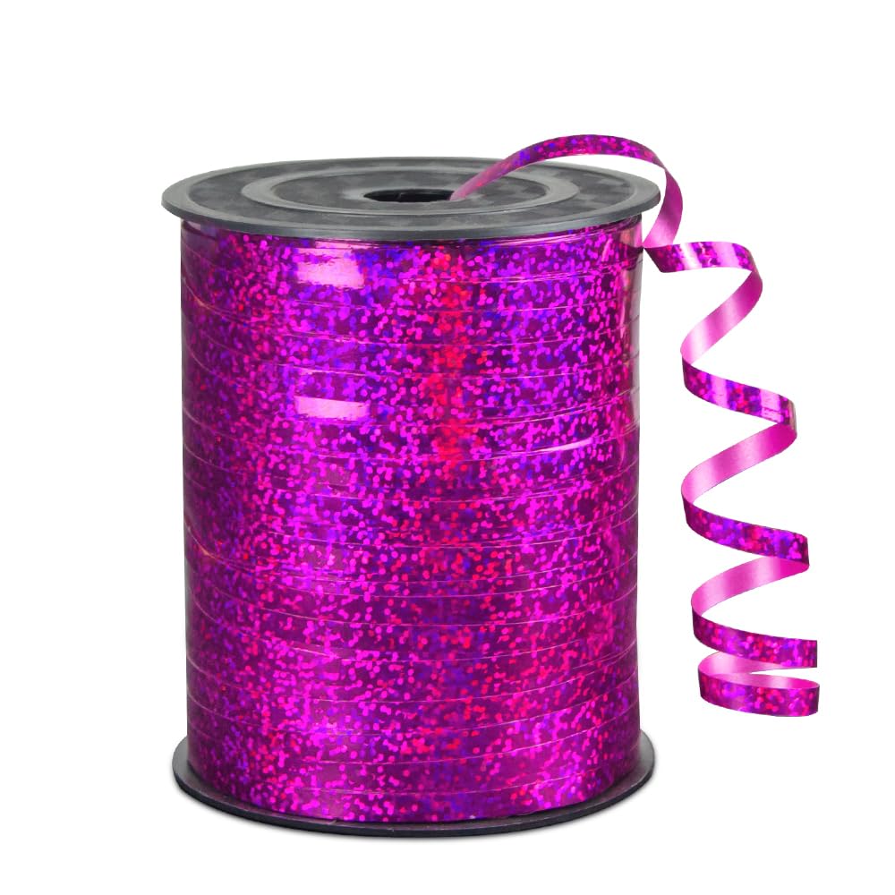 KMER LIFE Premium Rose Red Shiny Curling Shiny Ribbon 1/5" Wide x 500 Yards Christmas Curling Ribbons for Gift Wrapping Party Decoration Balloon String Ribbons for Florist Flower (1 Roll)