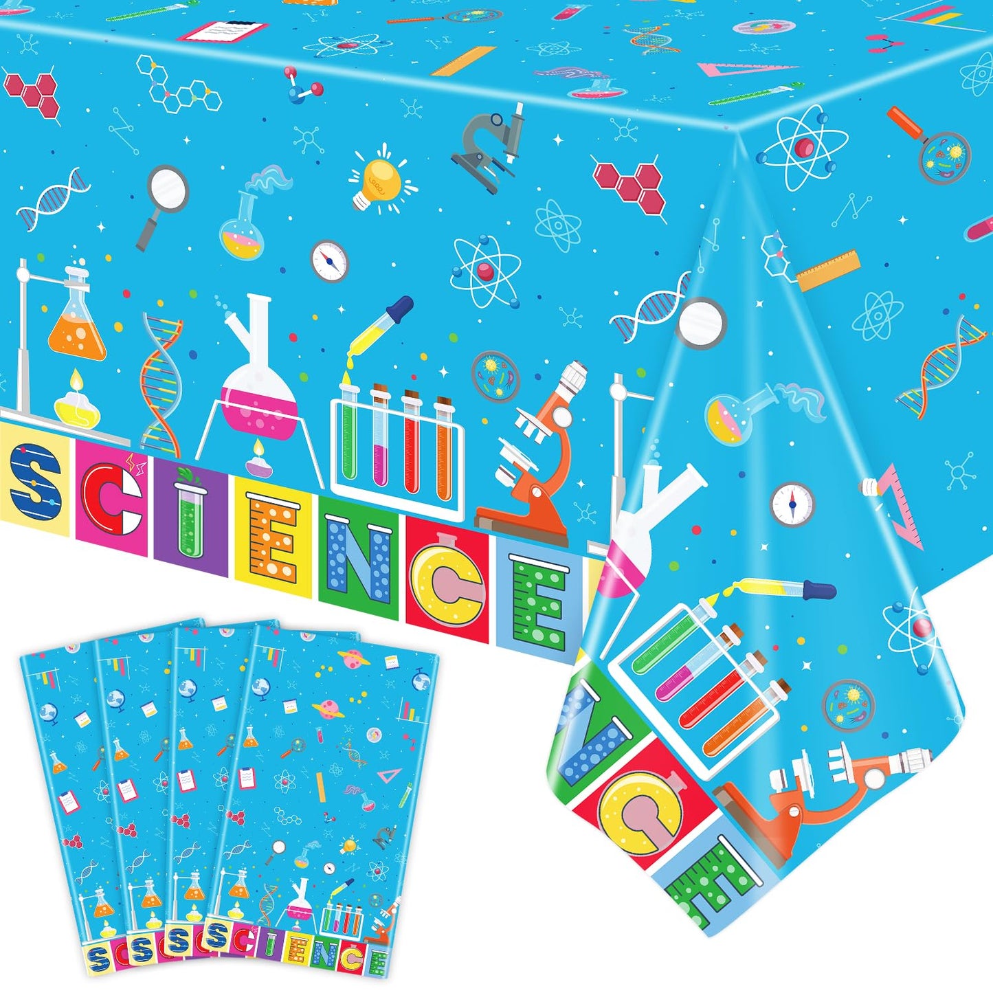 Science Party Plastic Tablecloth – 4 Pack