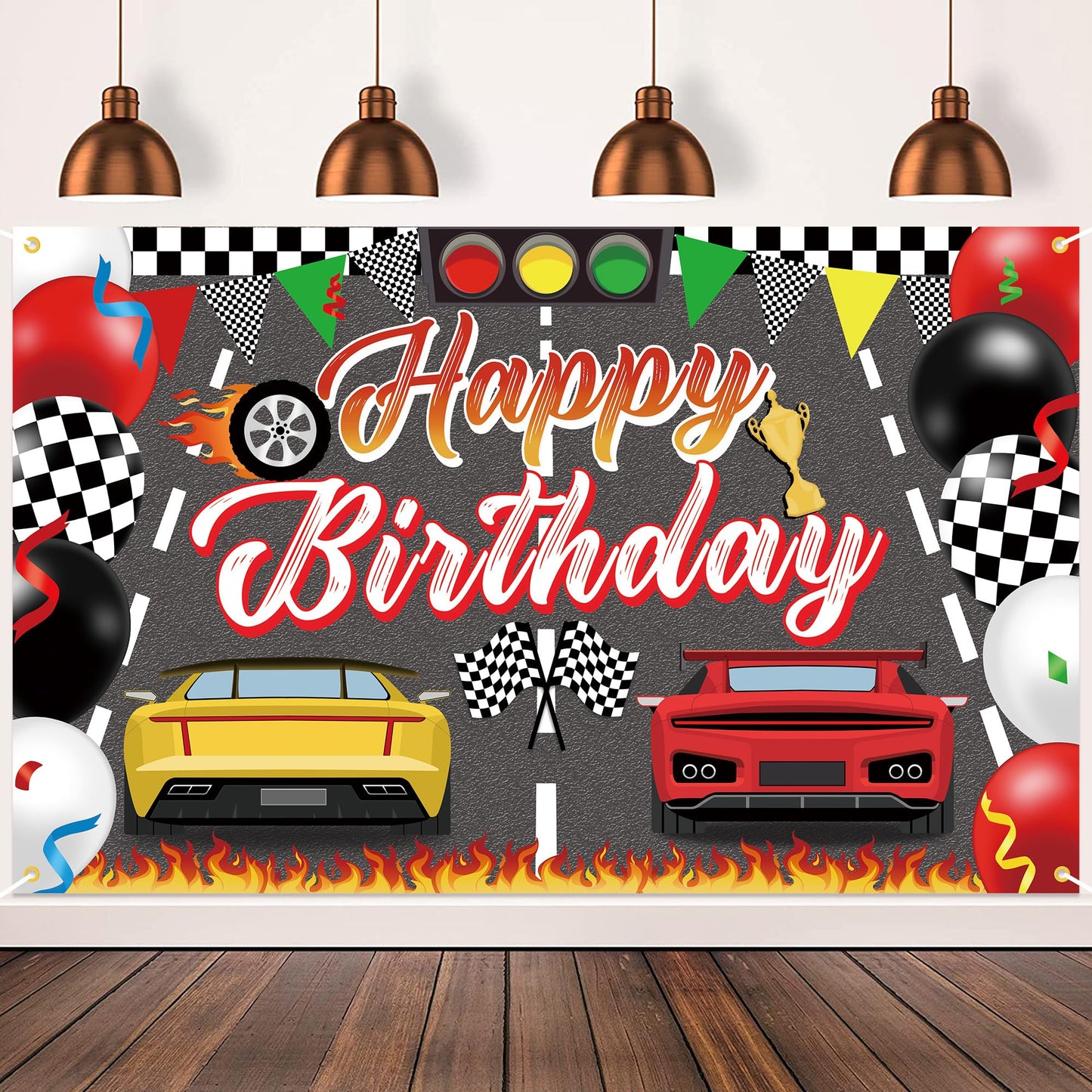 Race Car Birthday Party Photo Backdrop