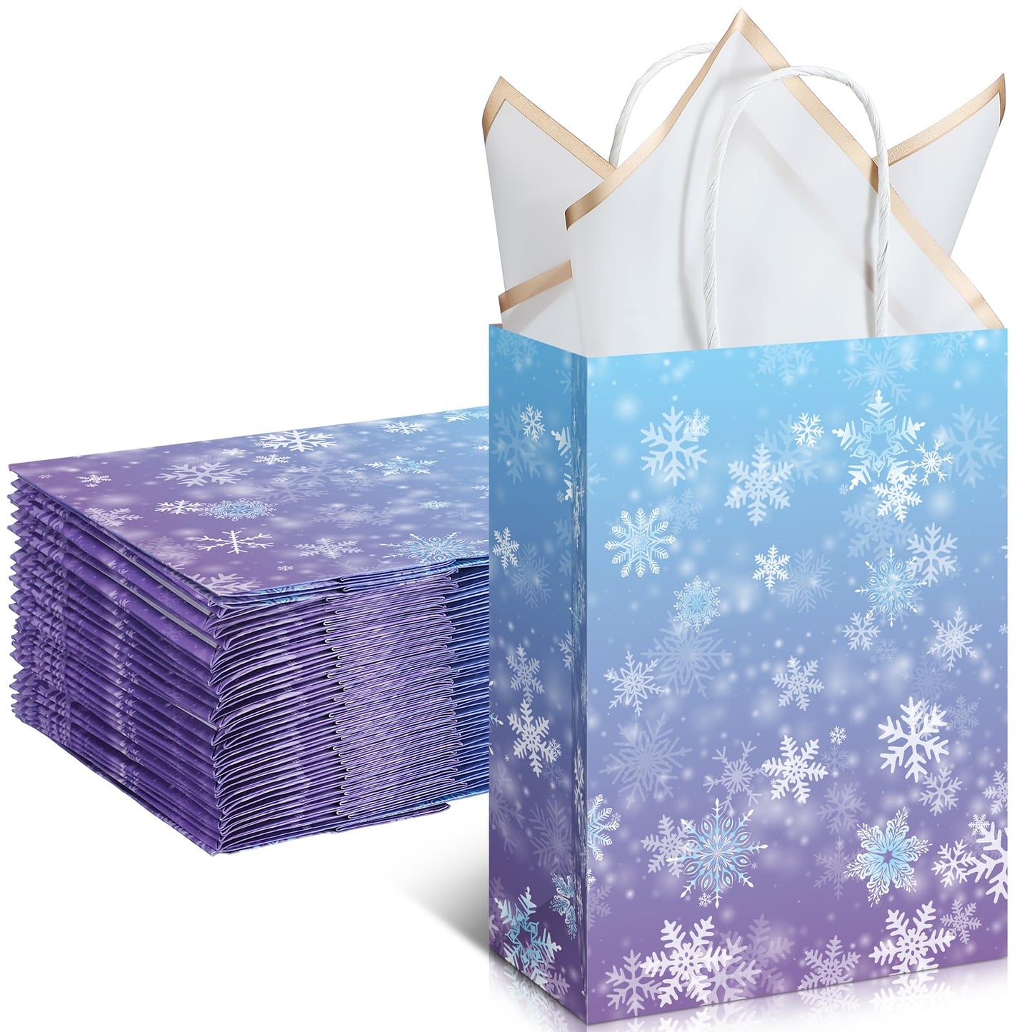 Frozen Winter Snowflake Paper Favor Bags
