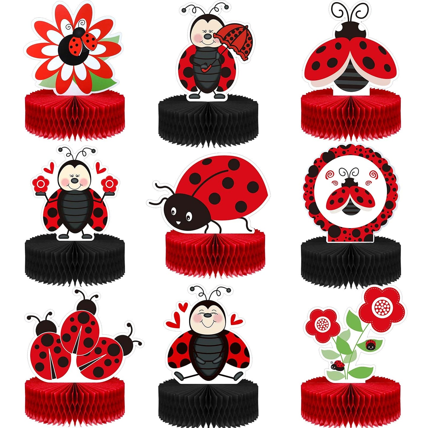 Ladybug Honeycomb Table Centrepiece Set – 9 Piece