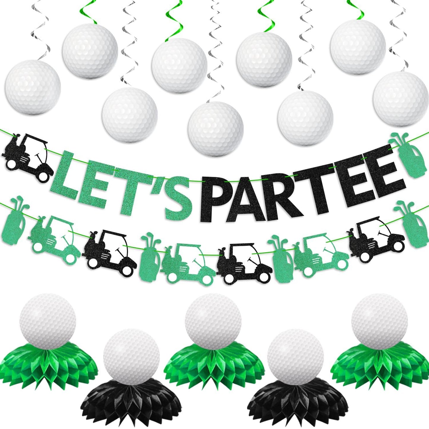 Golf Birthday Party Decorations Set – Let's Partee Banner & Swirls