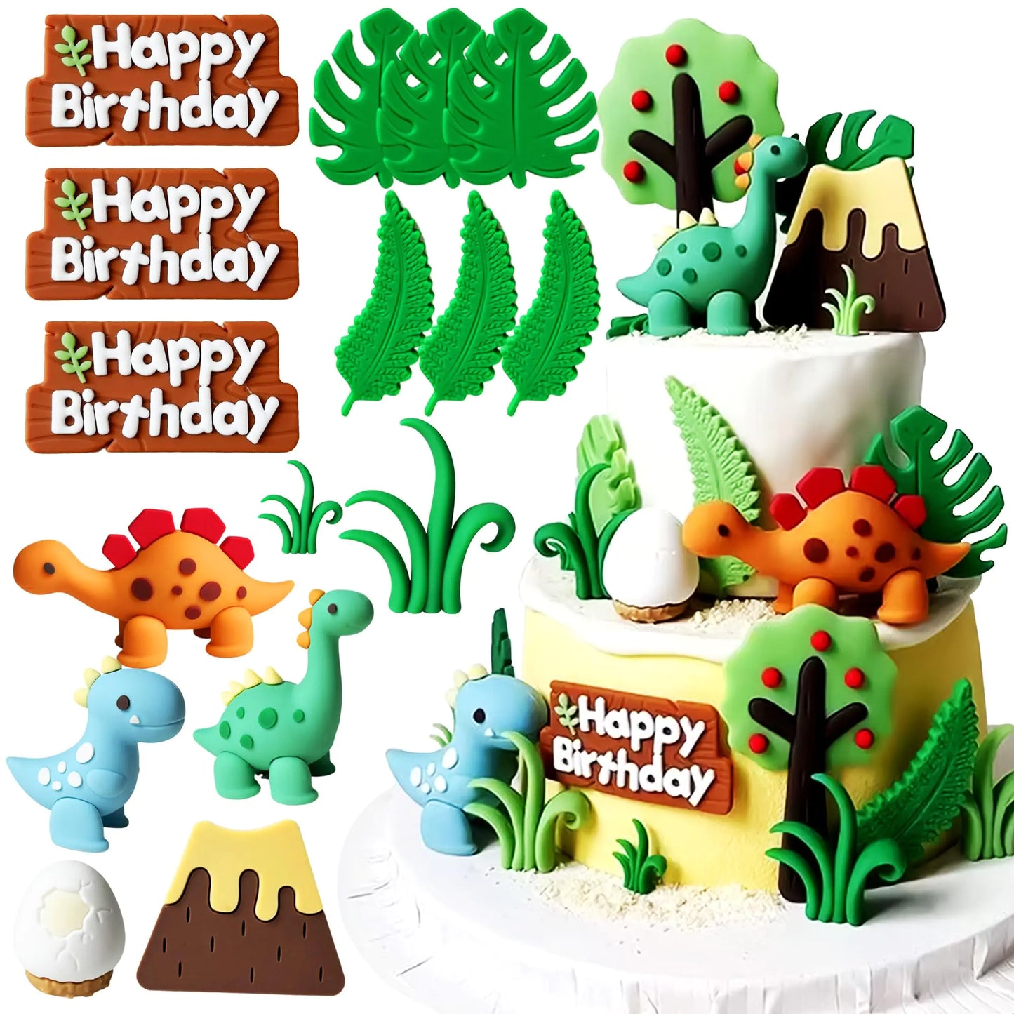 Little Dinosaur Cake Topper Set - 10 ct