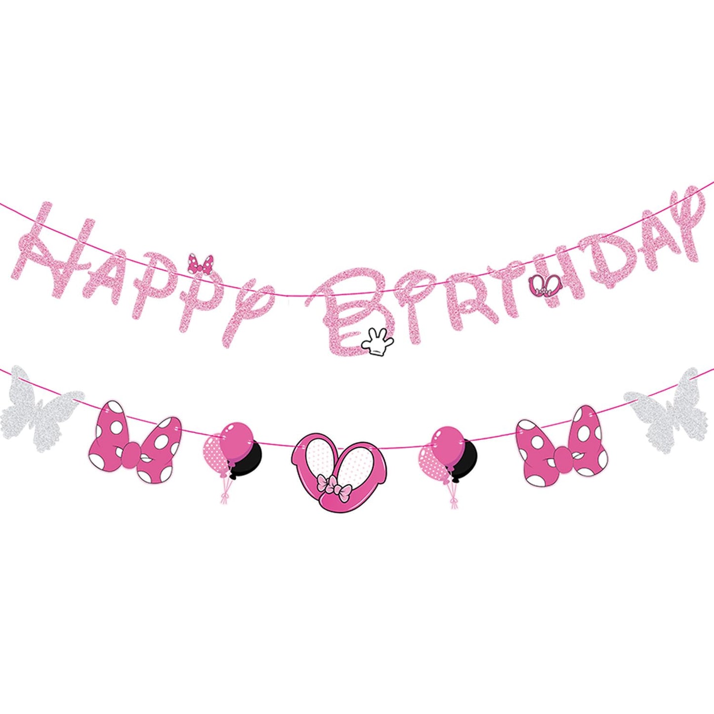 Pink Glitter Mouse Birthday Banner