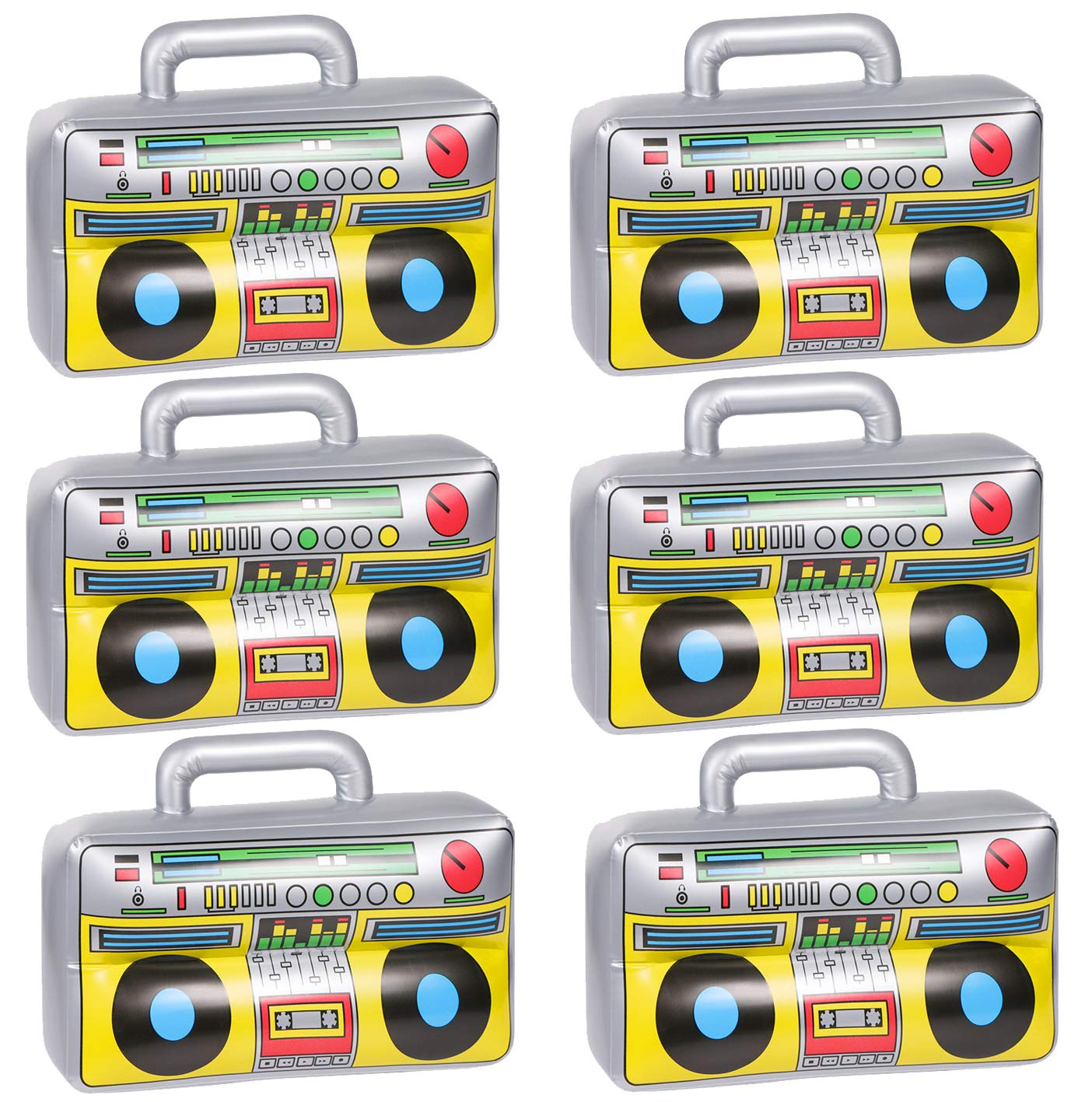Inflatable 80s & 90s Boombox Party Props – 6 Pack, 16.5 Inch