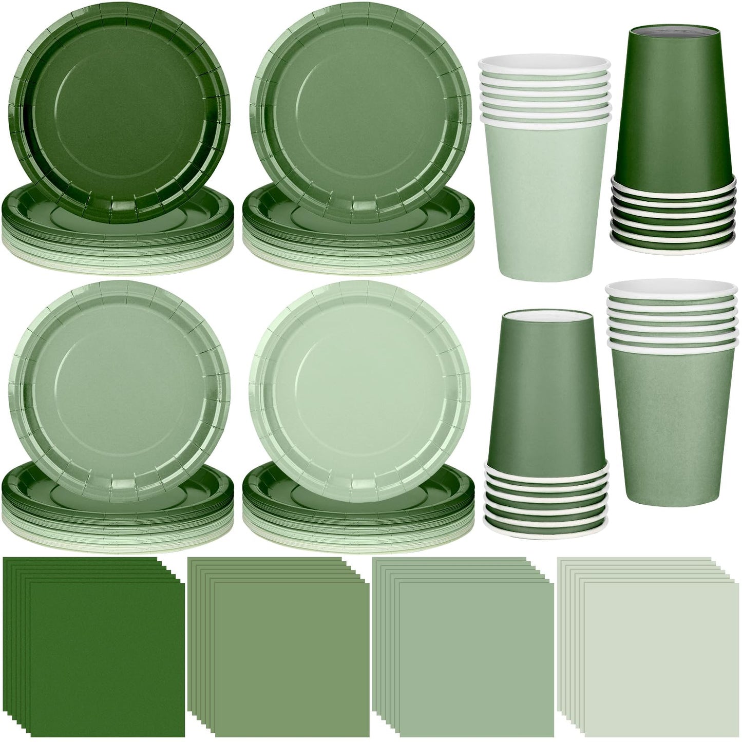 Sage Green Disposable Party Tableware Set - 72 ct