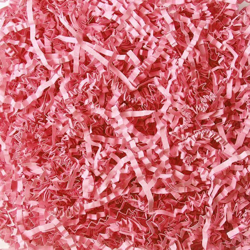 PLINJOY 4 OZ Crinkle Cut Paper Shred Filler for Gift Basket Shredded Confetti Paper Box Stuffing Easter Basket Grass (Pink)