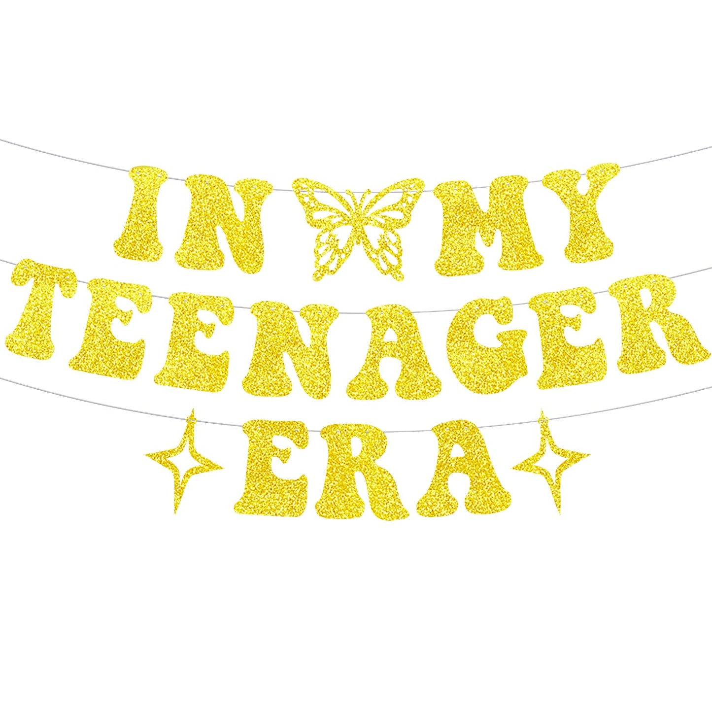 13th Birthday Decorations for Girls In My Teenager Era Banner Official Teenager Banner for Teenager Birthday Decorations In My Teenager Era Birthday Decorations Glitter Gold