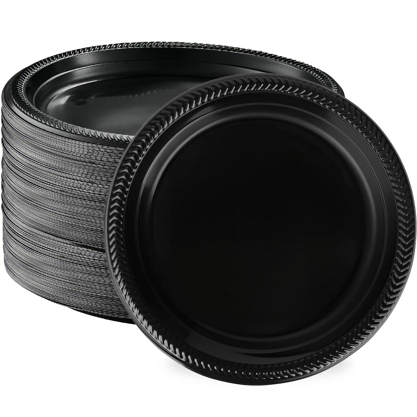 Black Plastic Dinner Plates 9 Inch – 100 Pack