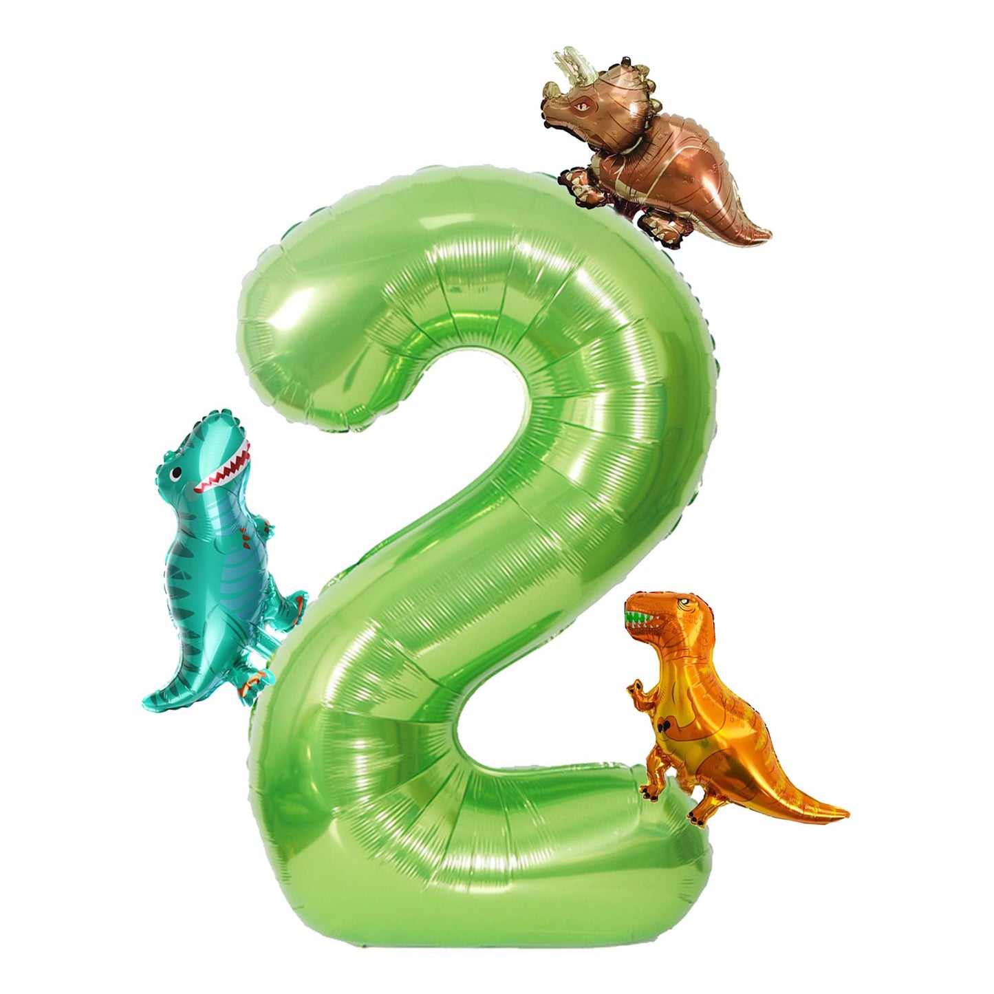 Dinosaur Number 2 Giant Foil Birthday Balloon Set