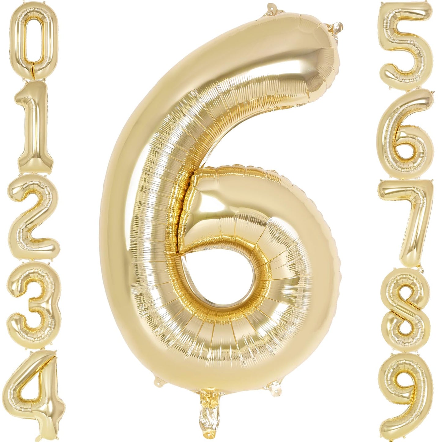 Light Gold Number 6 Giant Foil Balloon - 40 Inch