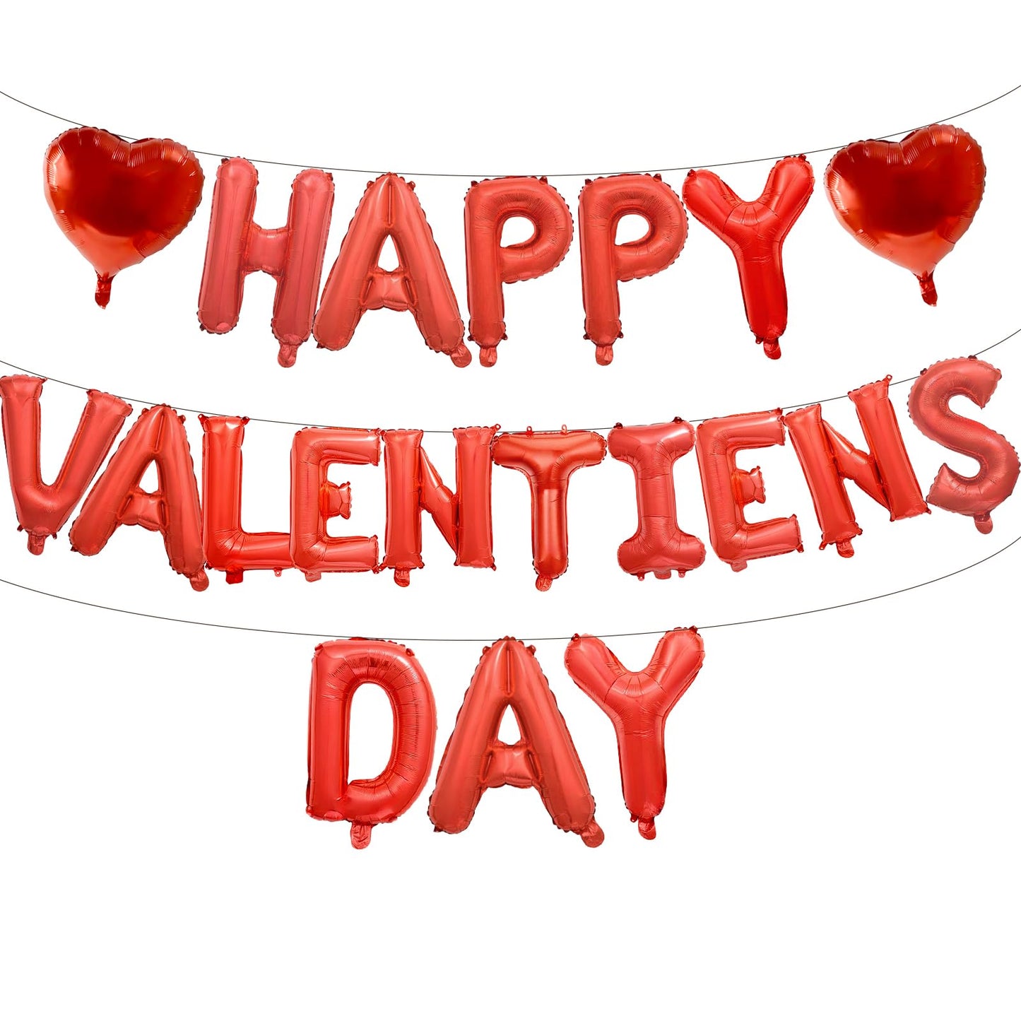 Red Happy Valentine's Day Mylar Letter Balloon Banner – 16 Inch
