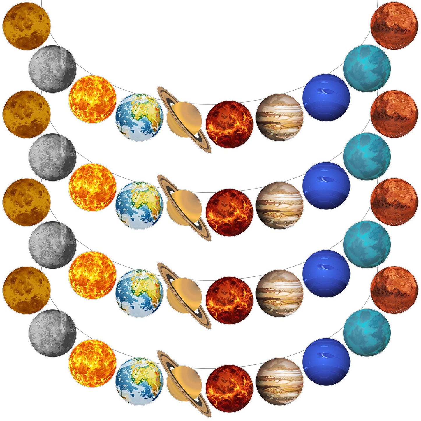 Outer Space Planet Banner for 1st Birthday Party - 4 ct