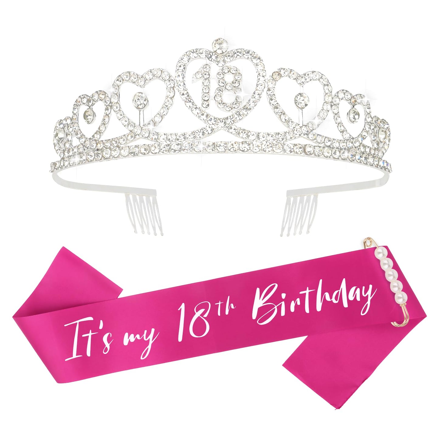 Pink Official 18th Birthday Sash and Crown Set