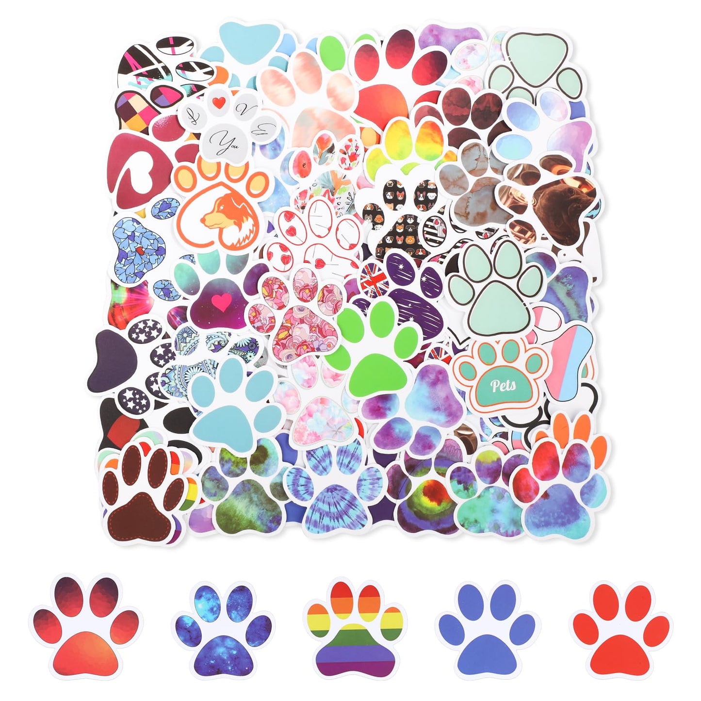 Dog Paw Print Stickers Waterproof - 120 ct