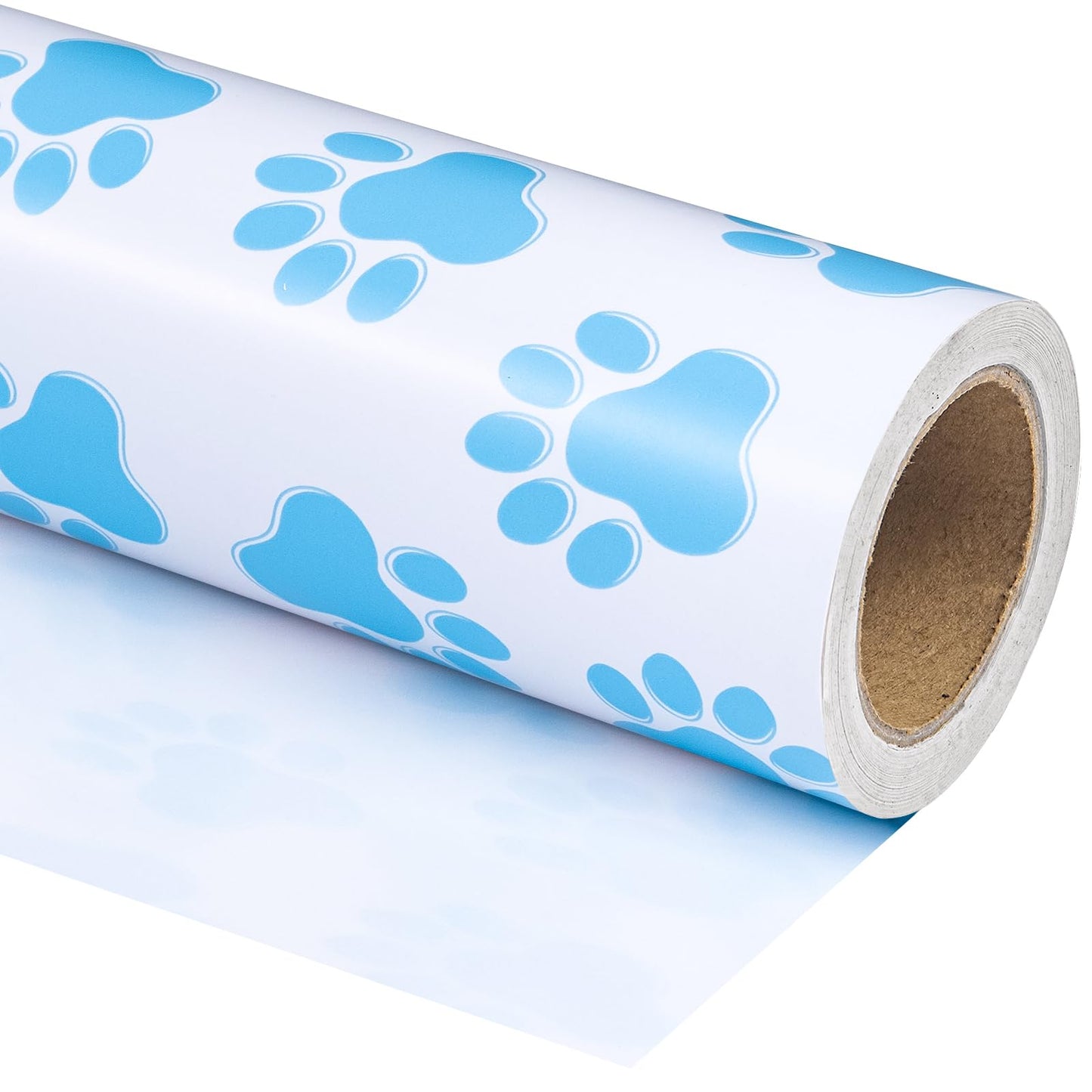 Blue Dog Paw Print Wrapping Paper