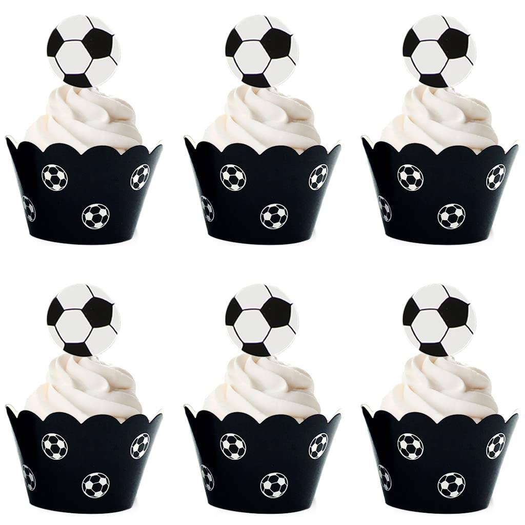 Soccer Cupcake Toppers & Wrappers Set – 48 Piece